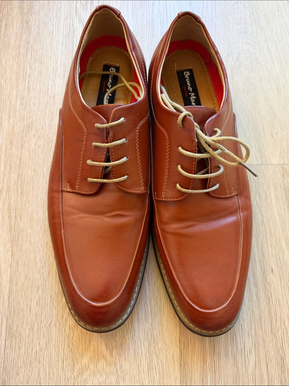 Bruno Marc Mens Cognac Brown Apron Toe Derby Oxford Dress Shoes Size 12